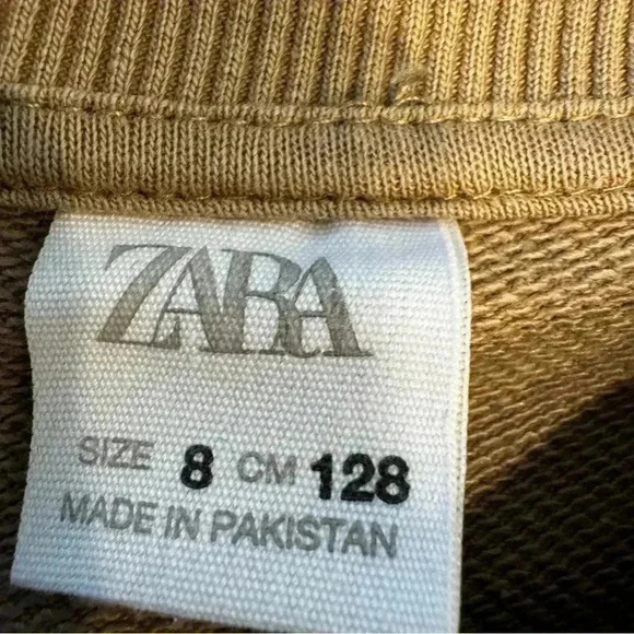 Zara Women's Cropped Pullover Crewneck Sweatshirt Taupe Size 8 - Picture 4 of 7